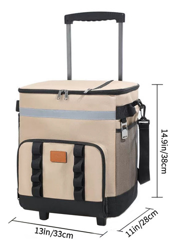 Bolsa Térmica Com Rodas 35l Black Khaki Abahub Food Carrier