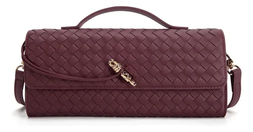 Romantic Crown Bolsa De Mão Feminina De Alta Qualidade Feita Cor De Vinho Liso Níquel