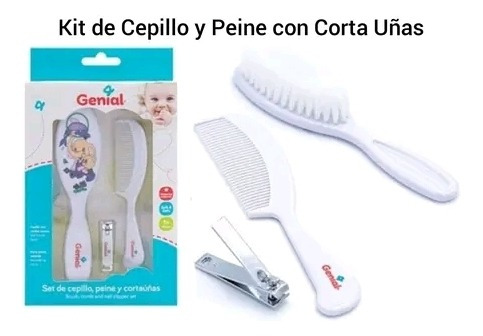 Kit De Cepillo Y Peine Con Corta Uñas Para Bebé Genial 