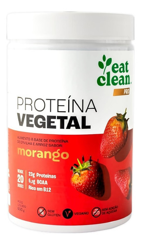 Proteína Vegetal Morango 600g, Sem Glúten, Vegano -eat Clean