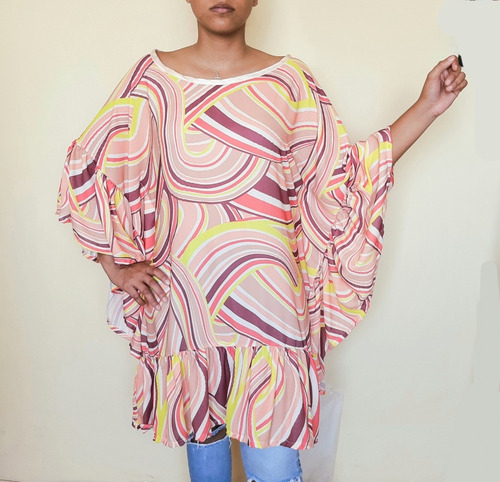 Imagem 7 de 9 de Vestido Kaftan Feminino Tecido Curto Iara