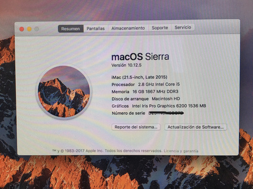 iMac 21.5 2015, Intel Core I5 A 2.8, 16 Gb Ram, 1tb. (Usado)