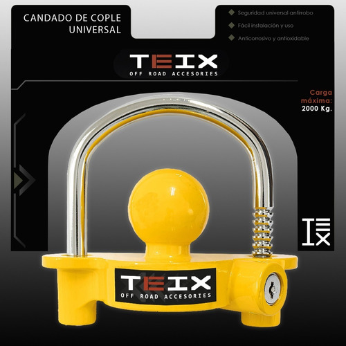 Imagen 6 de 10 de Candado De Colple Seguro Para Remolque Con Llave Marca Teix