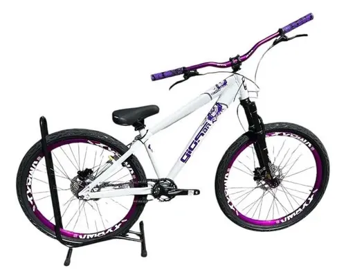 Bicicleta 26 Giosbr 4trix Branco/roxo Cubo Barulhento Hidrau