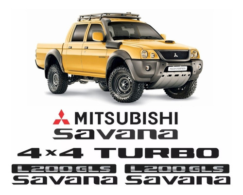 Kit Adesivos 3d Mitsubishi L200 Savana 4x4 Turbo Amarela
