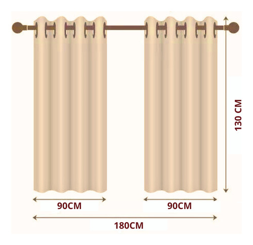 Cortina De Tecido Corta Luz 1,80m X 1,30 Para Quarto Ou Sala