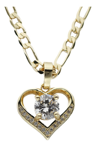 Collar De Corazón Con Zirconia Blanca Chapado En Oro 18k