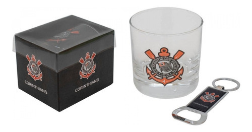 Copo De Vidro Com Abridor Time Corinthians 250 Ml Cor Transparente