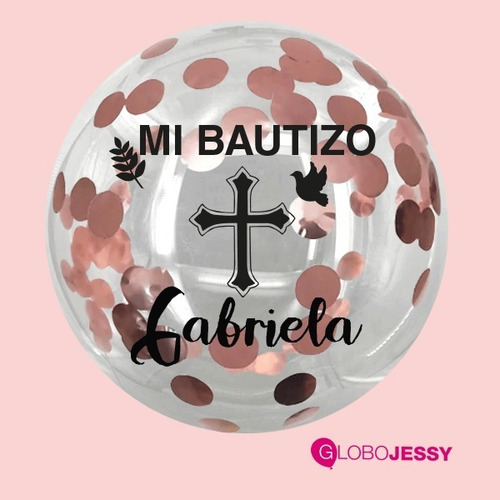 Globo Burbuja Comunión- Bautizo+ Globos Alumin Con Gas Helio