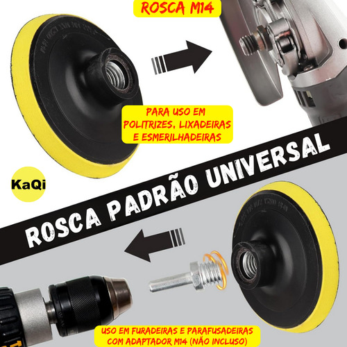 5 Discos 4 Pol 100mm Suporte Politriz Furadeira Lixa M14 Pro