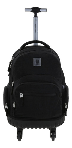 Mochila Chenson Con Ruedas Color Negro Modelo Zilp 1870146-3 Diseño De La Tela Liso