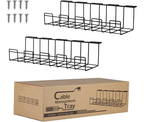 Bandeja Organizadora De Cables De Escritorio Pack  X2