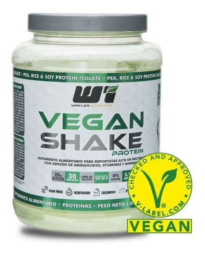 Imagen 1 de 6 de Proteina Vegana Vegan Shake 1 Kg. Winkler Nutrition