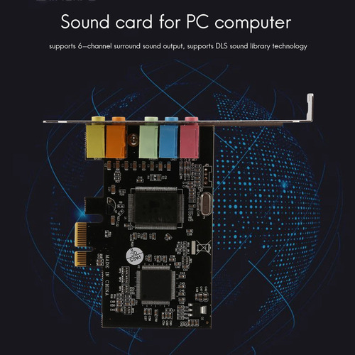 Placa De Som Pcie Pci-e X1 Cmi8738 Com Chip 32/64 Bits