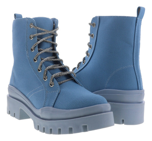 Imagen 1 de 4 de Botines Botas Dama Estilo Combate Agujetas De Brillos Erez