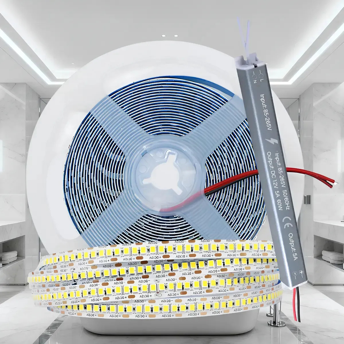 Fita De Led 5m 240/leds 1200 Leds+ Fonte Alimentação 5a 12v Luz Branco-quente 2800k