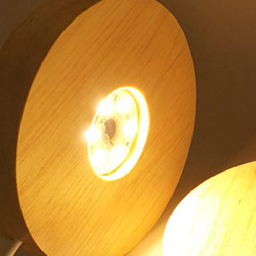 Lámpara De Con Base De Madera Led Con Puerto Luz 100mm_warm