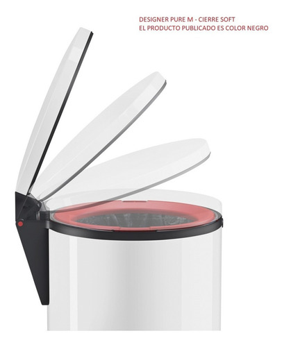 Imagen 2 de 8 de Cubo Residuos Hailo 12 Lts, Cierre Soft Blanco Design Pure M