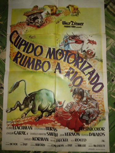 Poster Pelicula Cupido Motorizado Rumbo A Rio * Disney 1980
