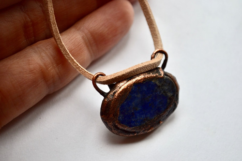 Imagen 4 de 4 de Collar De Piedra Preciosa Natural Lapis Lazuli, Joyeria Cod1