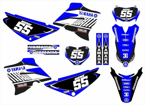 Kit Adesivo Moto Cross Trilha Yh Xtz 125 Preto E Azul Lm214