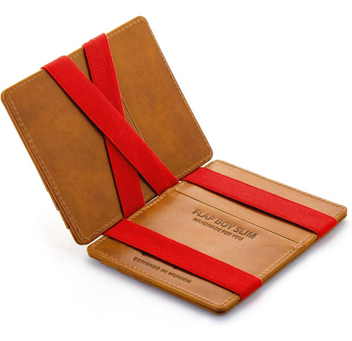 Billetera De Hombre Super Delgada Jaimie Jacobs Cognac-rojo