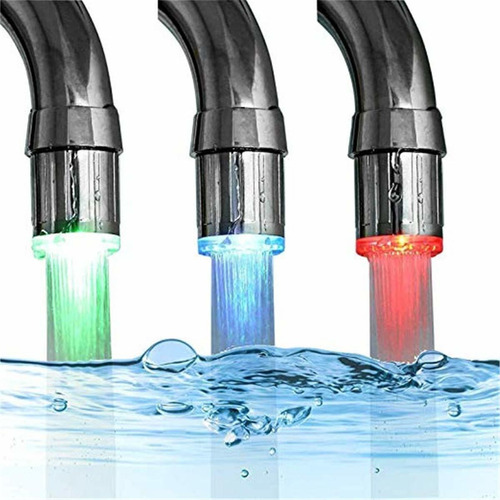 Grifo De Agua Con Luz Led, 3 Colores Sensor De Temperatura G