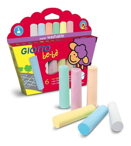 Super Tizas Lavables Giotto Be-be X6 Colores Pastel