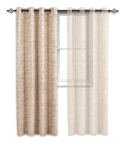 Cortina Blackout 100% Anti Luz, 1 Paño 140x220 Textura Lino