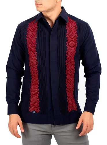 Guayabera De Lino Bordada Mod Bokoba Color Azul Marino Dezendo Guayaberas Guayabera De Lino Bordada Mod Bokoba Color Azul Marino Dezendo Guayaberas