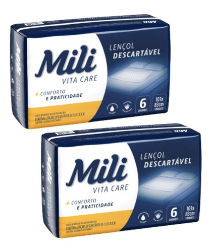 Lençol Descartável Absorvente Mili Vita P/adulto 12 Lençóis Cor Branco