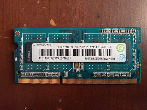 Memoria Ram Portatil 2gb 12800 1600 Mhz