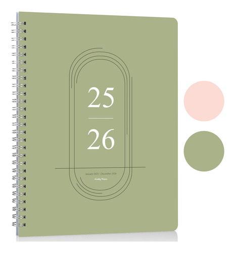 Agenda Mensual 2025-2026 Verde Calendario Simplificado 7.3 X Color De La Portada Nombre Del Diseño 0