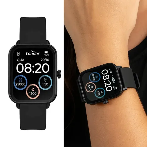 Relógio Smartwatch Original Condor Modelo Cosmart1aa/8p Preto Com Bluetooth Inteligente Ideal Corrida Exercício Unissex Esportivo