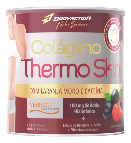 Colágeno Thermo Skin 200g Cafeína Laranja Moro Bodyaction Sabor Guaraná com Açaí