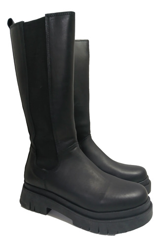 Bota Moda Mujer Savage Rk336 Caña Alta Elástico Cuero