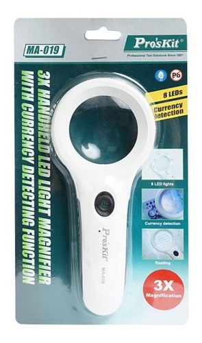 Imagen 3 de 5 de Lupa De Mano Luz Led Proskit Con Deteccion De Billete Falso Modelo Ma-019