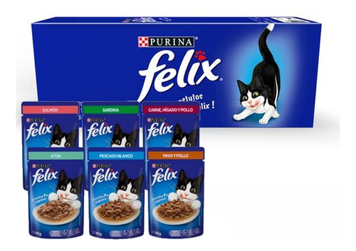 Alimento Felix Comida Húmeda Comida Humeda Para Gatos Para Gato Todas Las Edades Todos Los Tamaños Sabor Surtidos En Sobre De 85g