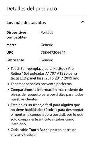 Display Touch Bar Macbook A1990