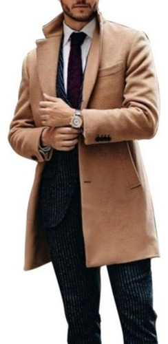 Gabardina Clásica For Hombre Chamarra Larga Informal De Mez