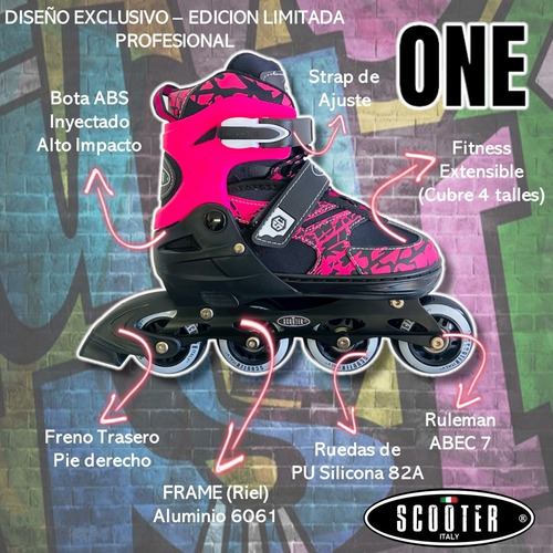 Imagen 2 de 10 de Rollers Extensibles Scooter Italy One Profesional Aluminio X