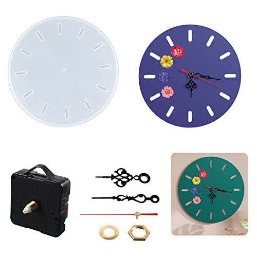 Molde De Silicona Para Resina Reloj Redondo 32cm  + Maquina