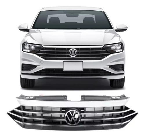 Grade Cromada Emblema Dianteira Jetta Tsi 19 2020 2021 2022