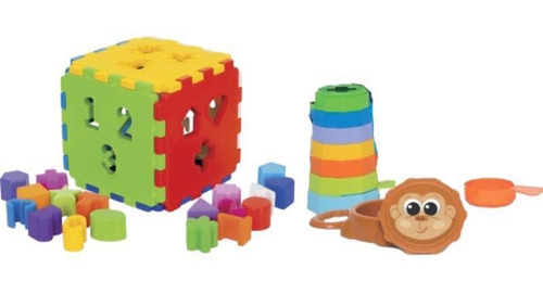 Kit De Brinquedos Educativos Cubo Didático + Empilha