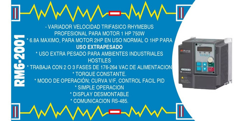Variador Velocidad Para Motor Trifasico 1 Hp / 0.75 Kw/ 220v