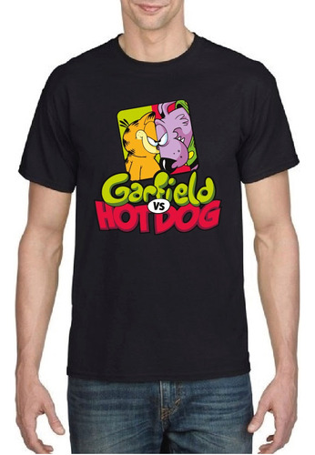 Polera Garfield Vs Hotdog Gato Y Perro Hombre Mujer Algodón