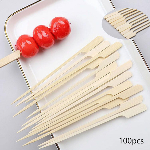 4 Set De 100 Brochetas De Madera Natural Para 4 Piezas