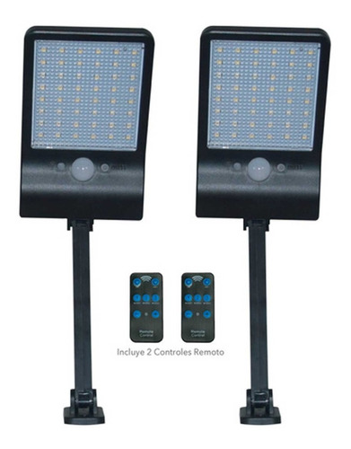 Lámpara Led Solar Luz Día Sensor Movimiento Control Incluido Color Negro Tecnolite 4SOLLED16VCD65N-2P