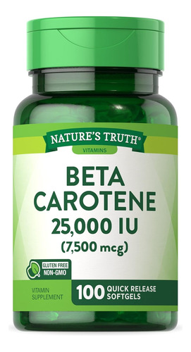 Nature's Truth Beta Carotene 25000iu 100cap Salud Ocular