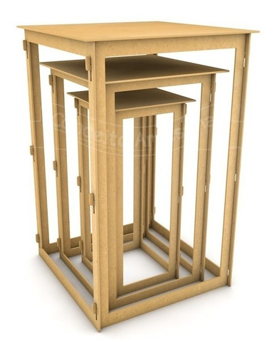 Imagem 2 de 8 de Trio Mesas Quadradas Para Decoração Festa Mdf Promoção P M G